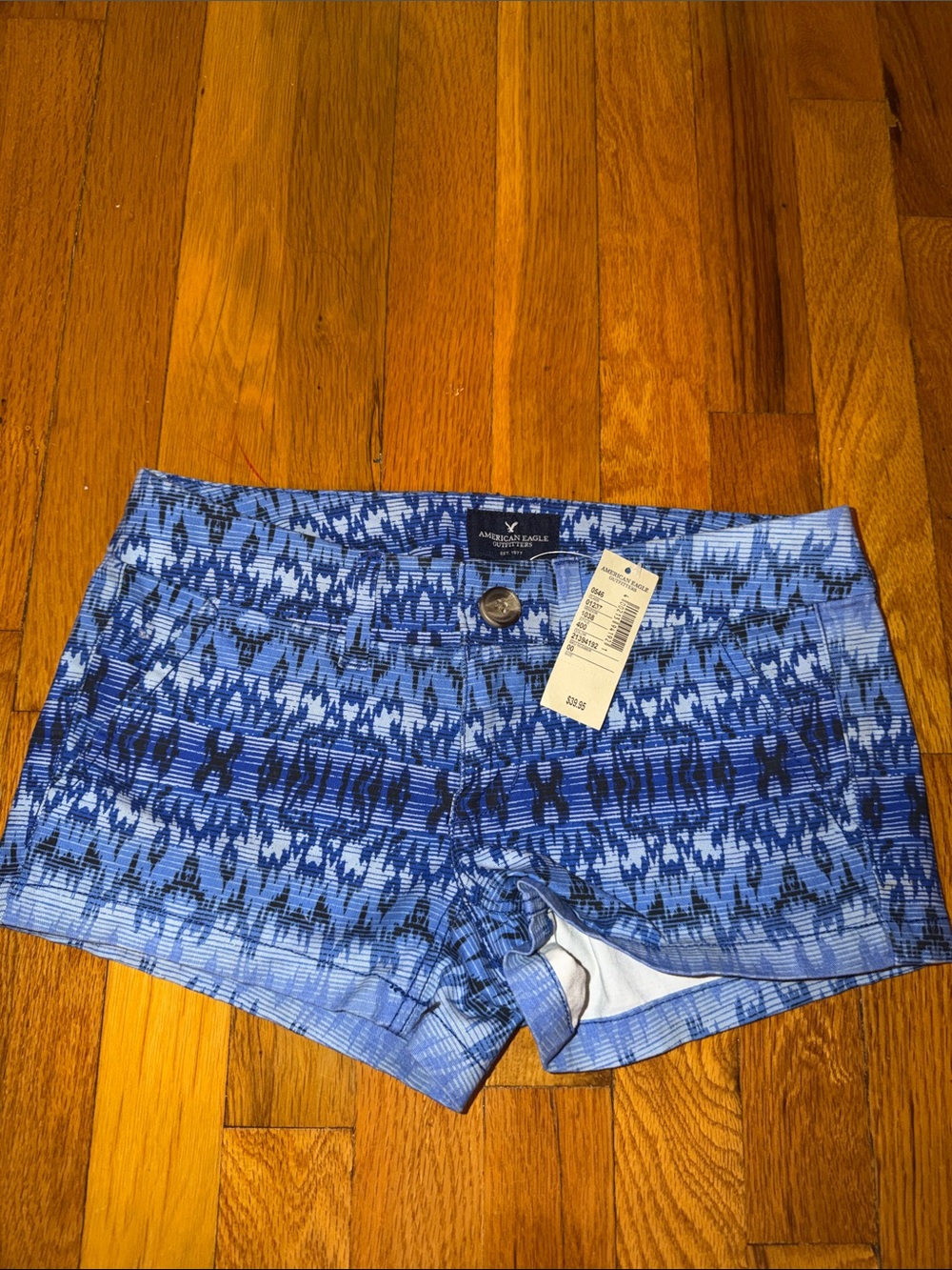 American Eagle Outfitters Blue Patterned Women's Bike Shorts Shortie Stretch NWT